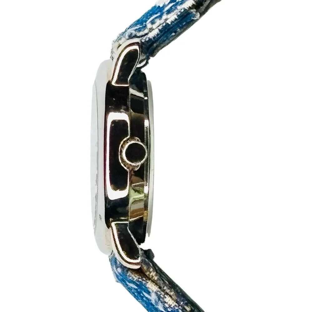 Y2K Milan II Blue Denim Embroidered Flower Strap Watch 056-PC Kids Girls